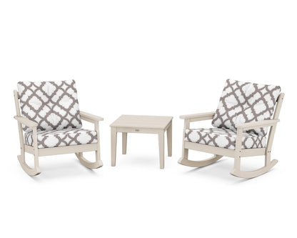 POLYWOOD® Vineyard 3-Piece Deep Seating Rocker Set in Sand / Trellis Grey Mist
