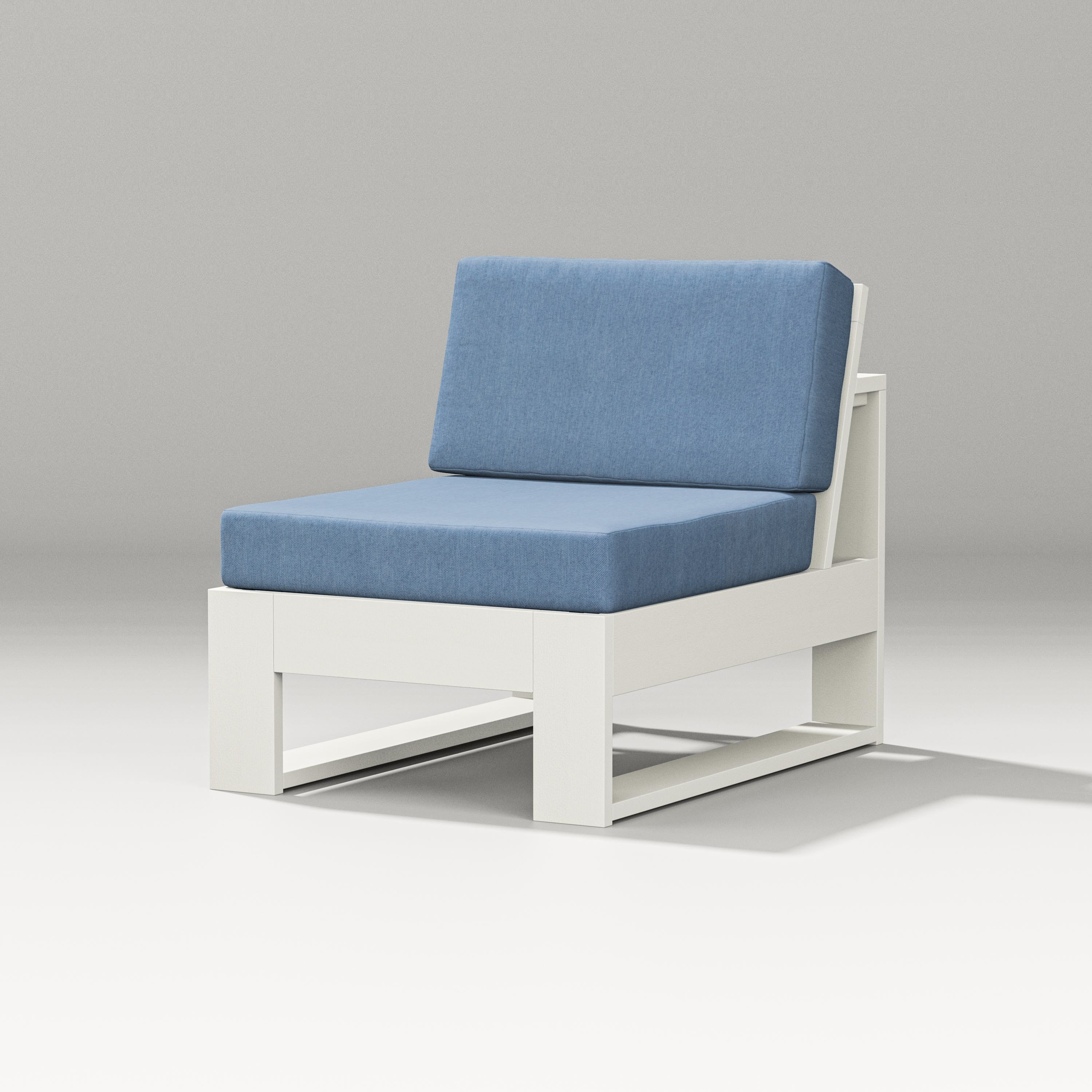 PW Designer Series Latitude Modular Armless Chair in Vintage White / Sky Blue