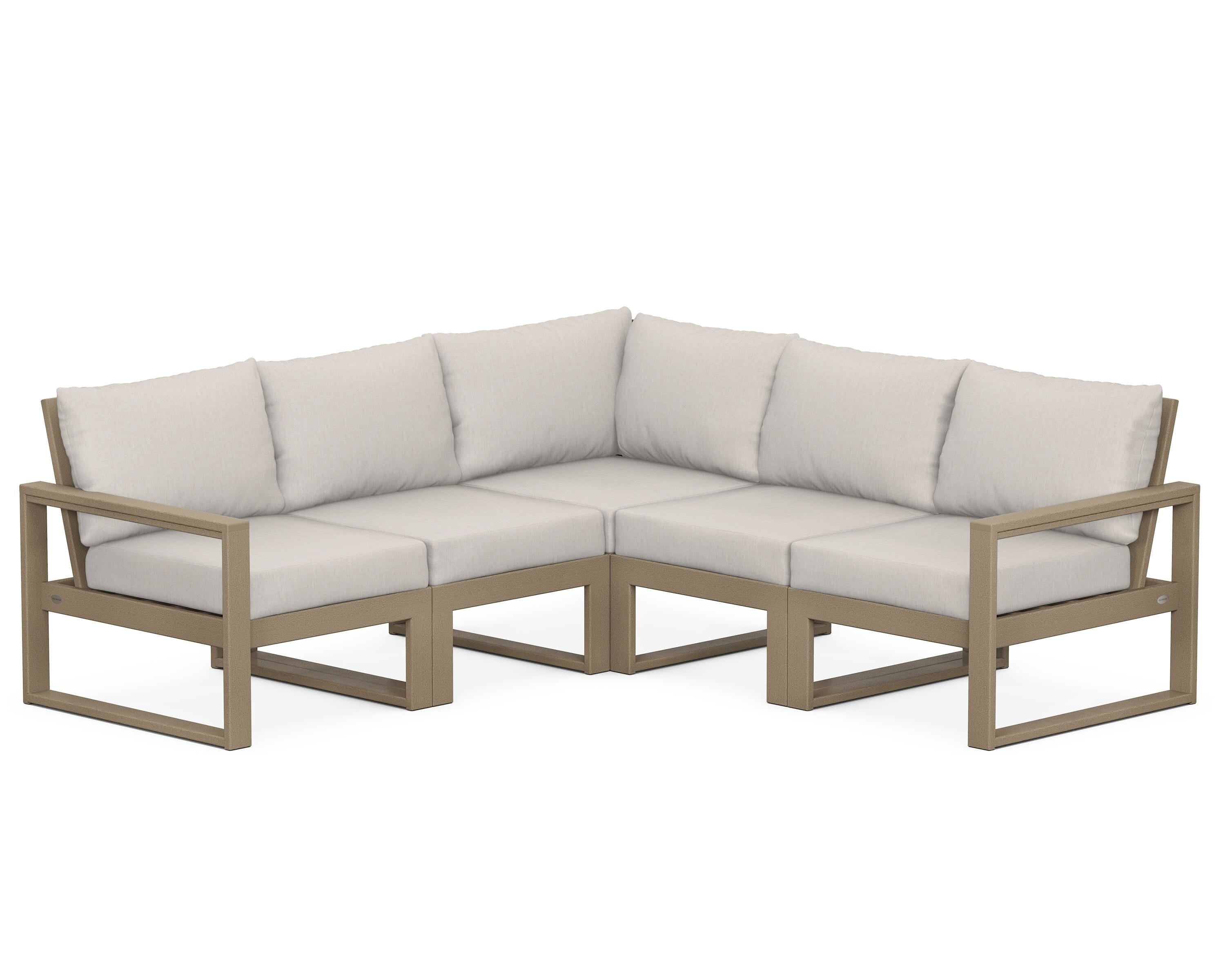POLYWOOD® EDGE 5-Piece Modular Deep Seating Set in Vintage Sahara / Cast Ash
