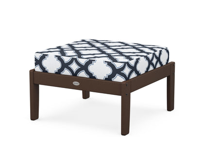 POLYWOOD® Braxton Deep Seating Ottoman in Mahogany / Trellis Marine Indigo