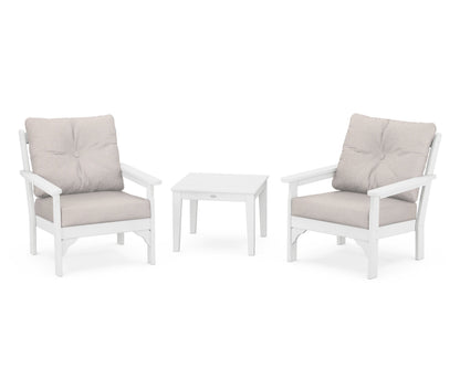 POLYWOOD® Vineyard 3-Piece Deep Seating Set in White / Dune Burlap