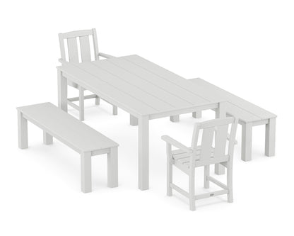 POLYWOOD® Mission 5-Piece Parsons Dining Set with Benches in White
