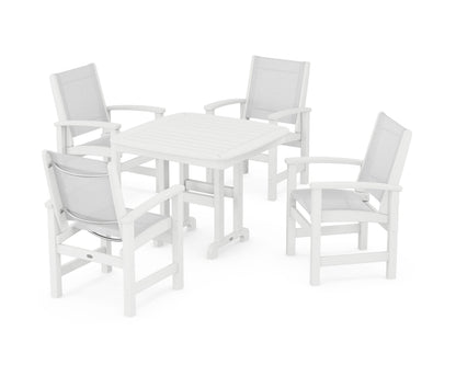 POLYWOOD® Coastal 5-Piece Dining Set in White / White Sling