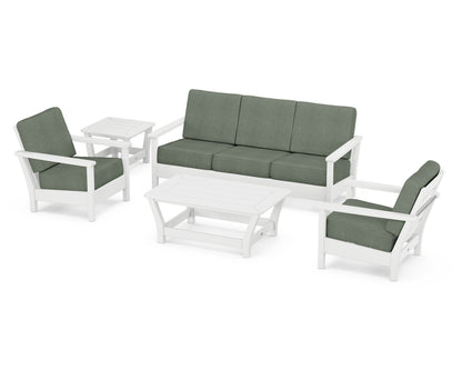 POLYWOOD® Harbour 5-Piece Deep Seating Set in White / Cast Sage