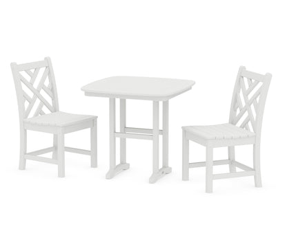 POLYWOOD® Chippendale Side Chair 3-Piece Dining Set in White