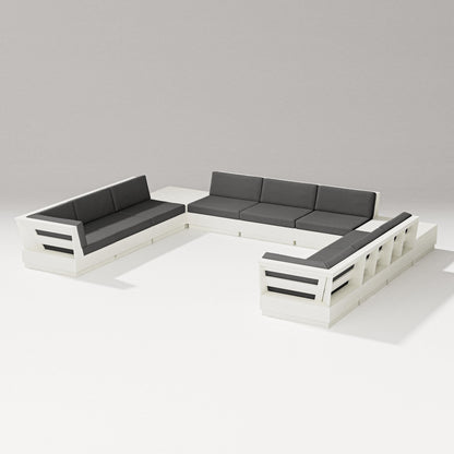 PW Designer Series Elevate 11-Piece U-Shaped Sofa Sectional in Vintage White / Spectrum Carbon