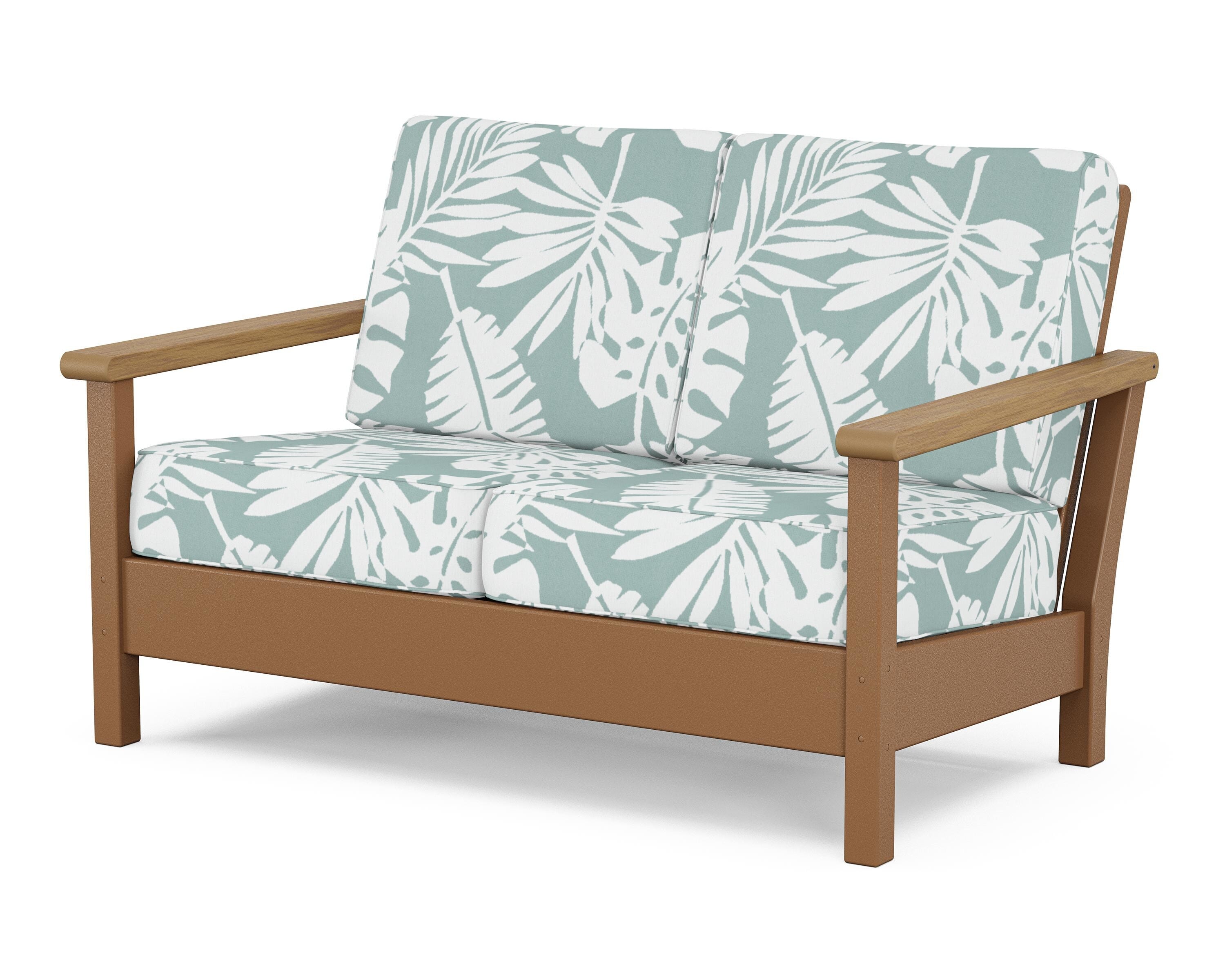 POLYWOOD® Harbour Deep Seating Loveseat in Teak / Natural / Leaf Glacier Spa