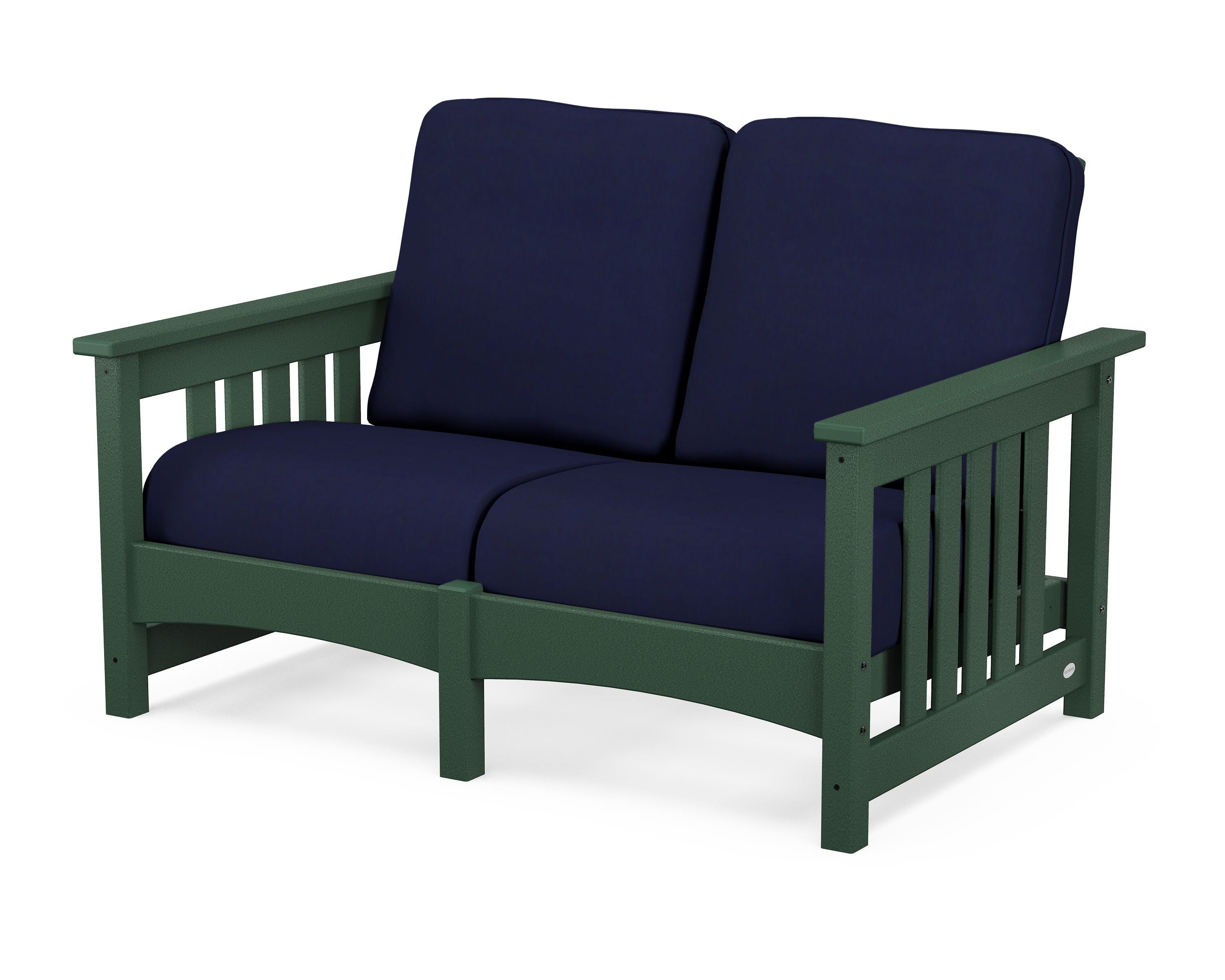 POLYWOOD® Club Mission Loveseat in Green / Navy