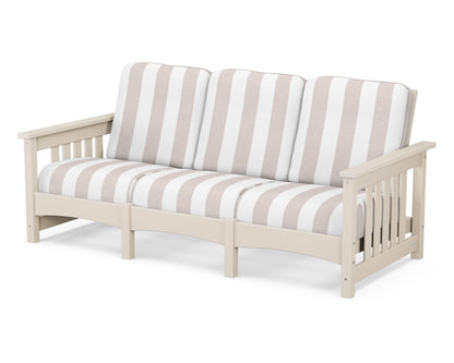 POLYWOOD® Club Mission Sofa in Sand / Cabana Stripe Dune Burlap