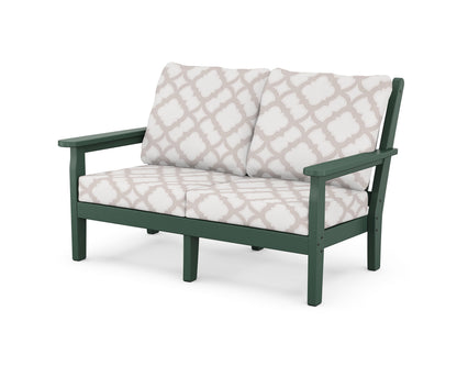 POLYWOOD® Chippendale Deep Seating Loveseat in Green / Trellis Dune Burlap