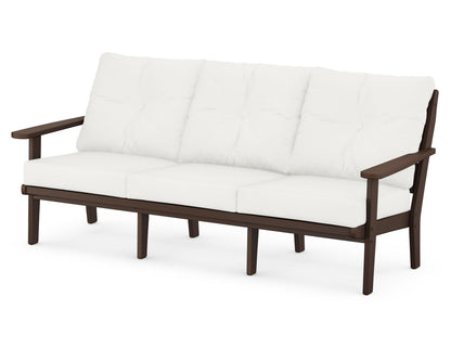 POLYWOOD® Lakeside Deep Seating Sofa in Mahogany / Natural Linen