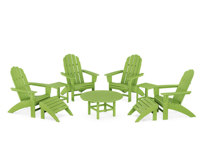 POLYWOOD® Vineyard Curveback Adirondack Chair 9-Piece Conversation Set in Lime