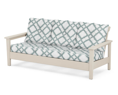 POLYWOOD® Prescott Deep Seating Sofa in Sand / Trellis Glacier Spa