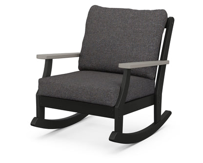 POLYWOOD® Braxton Deep Seating Rocking Chair in Black / Driftwood / Ash Charcoal