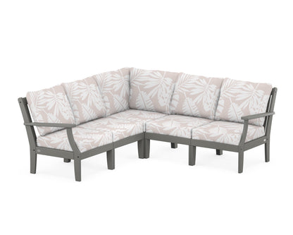 POLYWOOD® Braxton Modular 5-Piece Deep Seating Set in Slate Grey / Leaf Dune Burlap