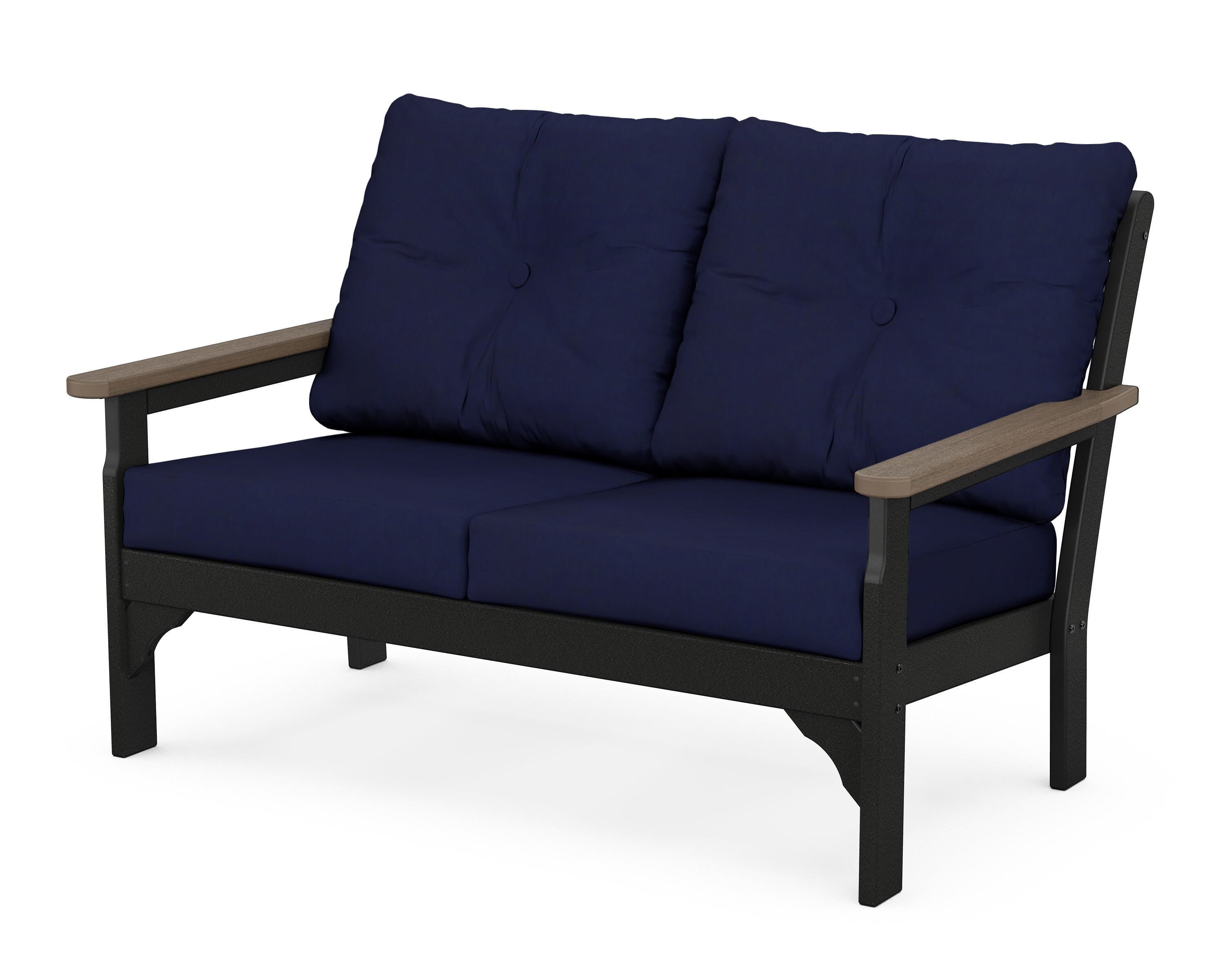 POLYWOOD® Vineyard Deep Seating Loveseat in Black / Kona / Navy