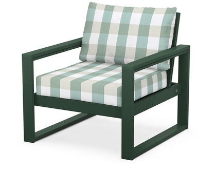 POLYWOOD® EDGE Club Chair in Green / Buffalo Plaid Glacier Spa
