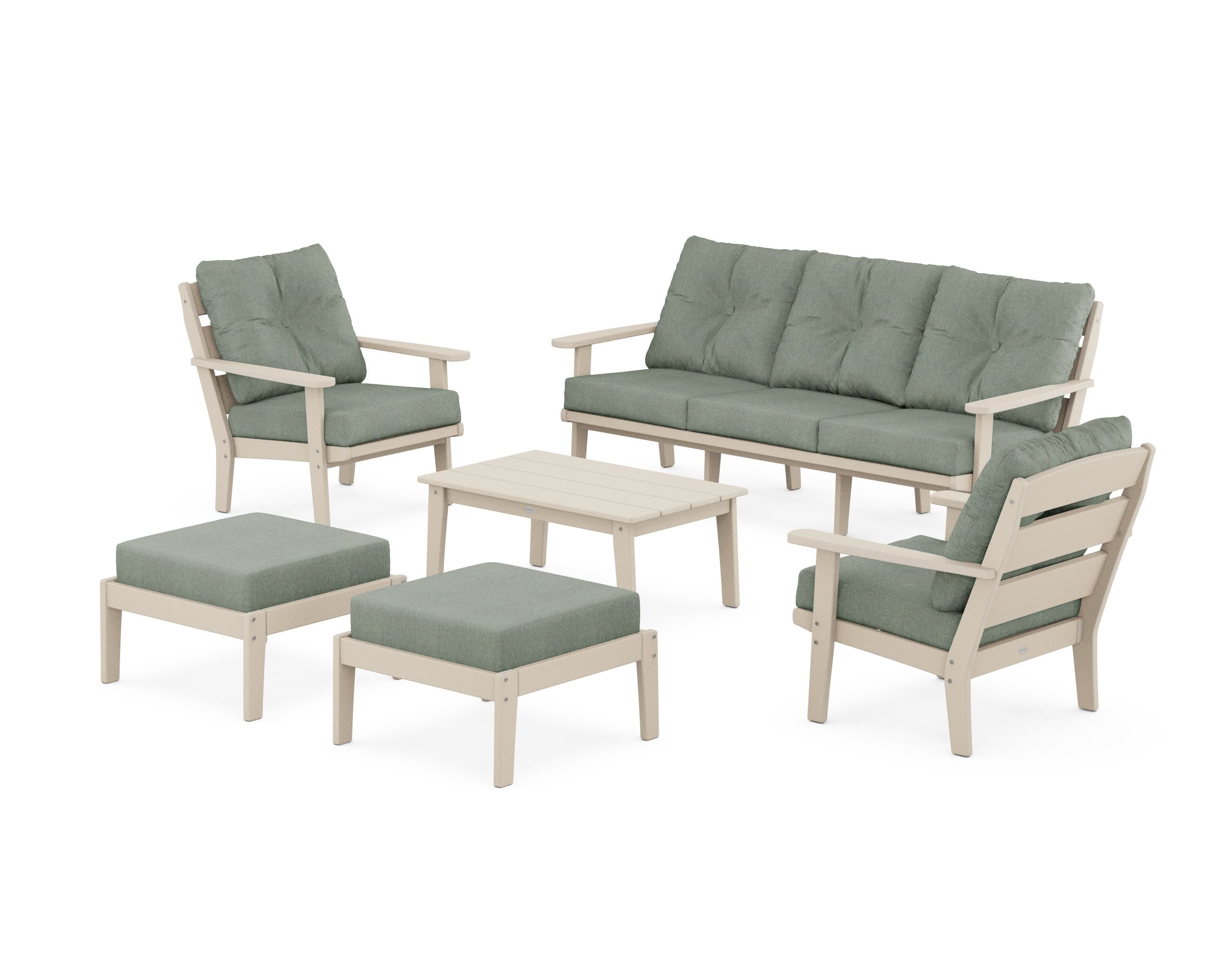 POLYWOOD® Lakeside 6-Piece Lounge Sofa Set in Sand / Cast Sage