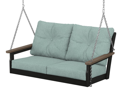 POLYWOOD® Vineyard Deep Seating Swing in Black / Kona / Glacier Spa