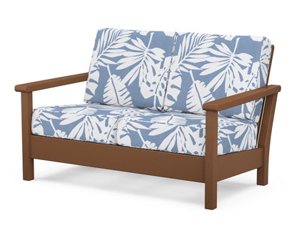 POLYWOOD® Harbour Deep Seating Loveseat in Teak / Leaf Sky Blue