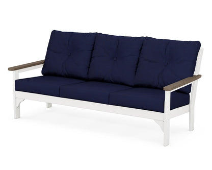 POLYWOOD® Vineyard Deep Seating Sofa in White / Kona / Navy