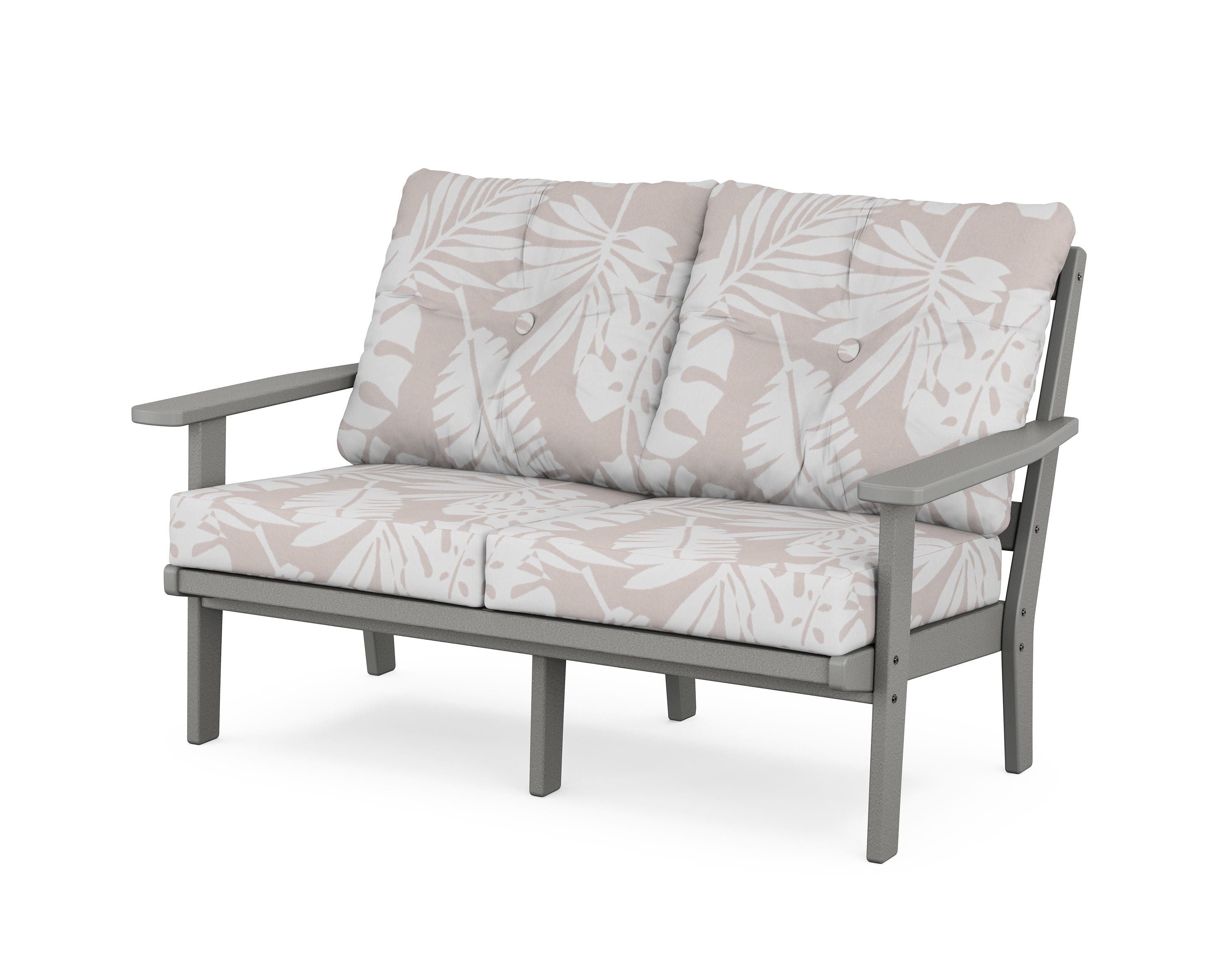 POLYWOOD® Prairie Deep Seating Loveseat in Slate Grey / Leaf Dune Burlap
