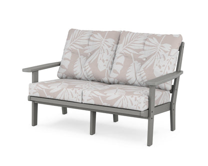 POLYWOOD® Prairie Deep Seating Loveseat in Slate Grey / Leaf Dune Burlap