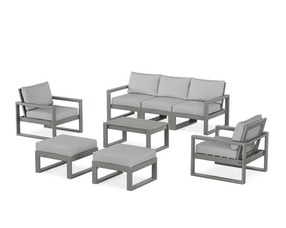 POLYWOOD® EDGE Sectional 8-Piece Lounge Sofa Set in Slate Grey / Granite