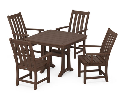 POLYWOOD® Vineyard 5-Piece Dining Set with Trestle Legs in Mahogany