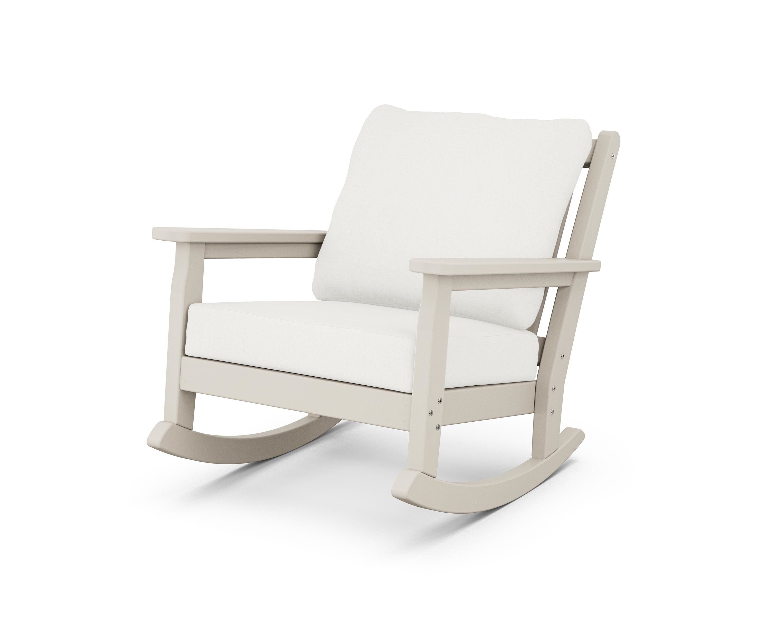 POLYWOOD® Chippendale Deep Seating Rocking Chair in Sand / Natural Linen