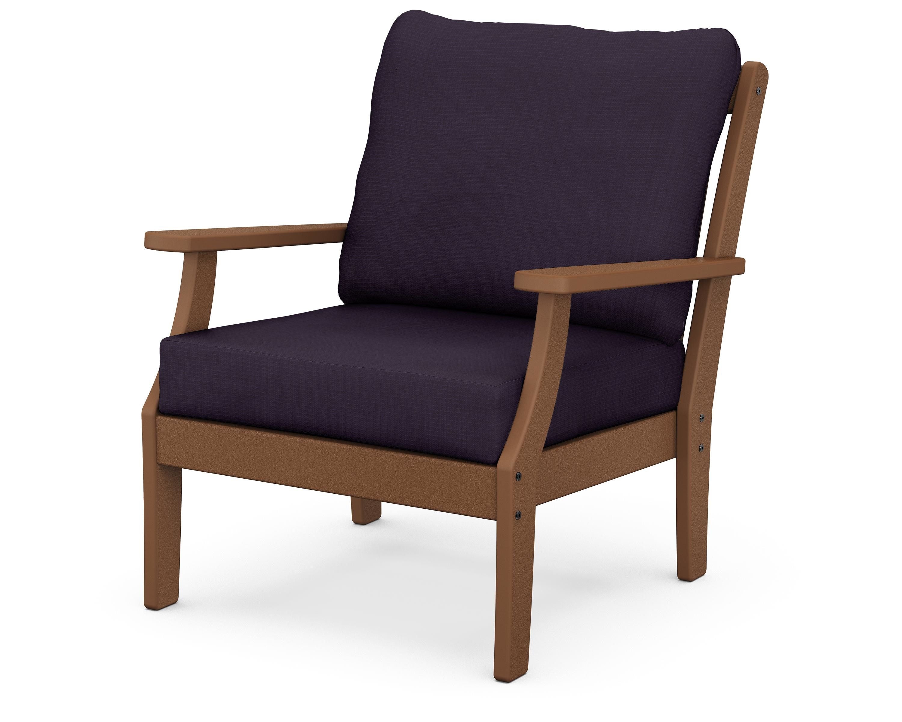 POLYWOOD® Braxton Deep Seating Chair in Teak / Navy Linen