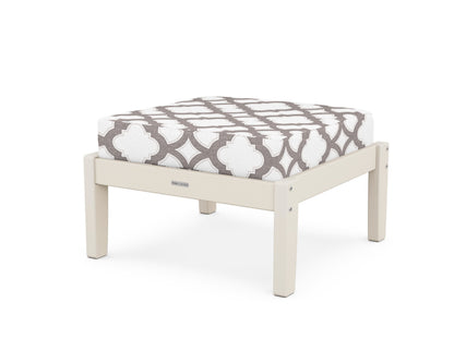 Martha Stewart by POLYWOOD® Chinoiserie Deep Seating Ottoman in Sand / Trellis Grey Mist