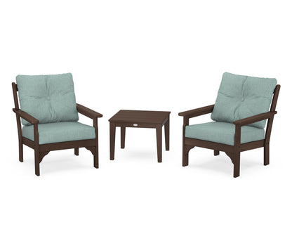 POLYWOOD® Vineyard 3-Piece Deep Seating Set in Mahogany / Glacier Spa