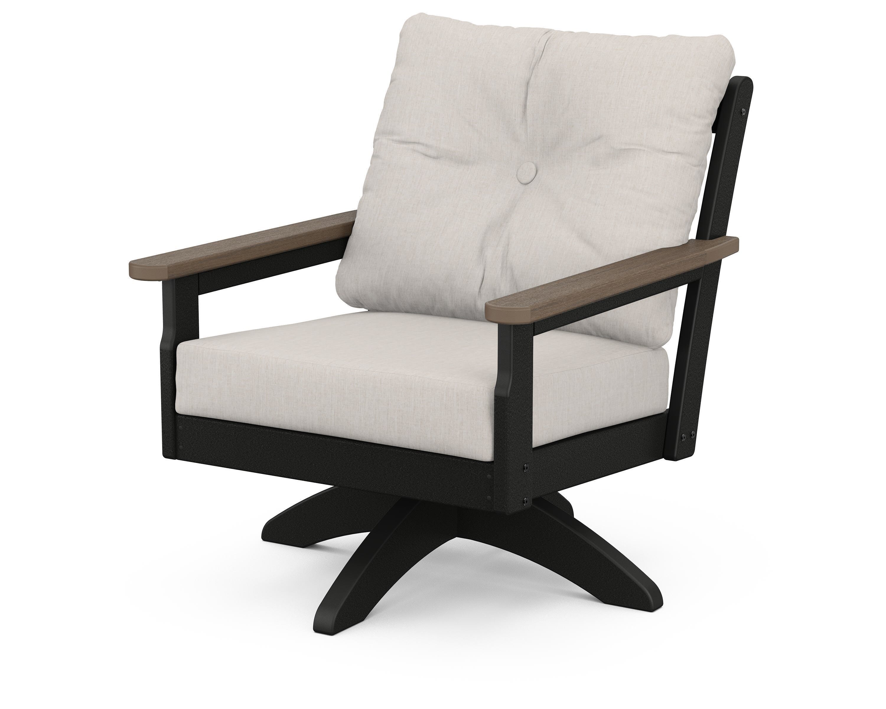 POLYWOOD® Vineyard Deep Seating Swivel Chair in Black / Kona / Cast Ash