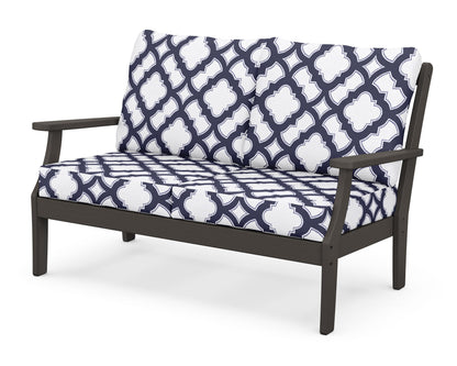 POLYWOOD® Braxton Deep Seating Loveseat in Vintage Coffee / Trellis Navy