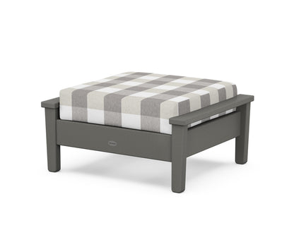 POLYWOOD® Prescott Deep Seating Ottoman in Slate Grey / Buffalo Plaid Grey Mist