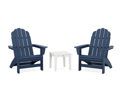 POLYWOOD® 3-Piece Vineyard Grand Adirondack Set in Navy / White