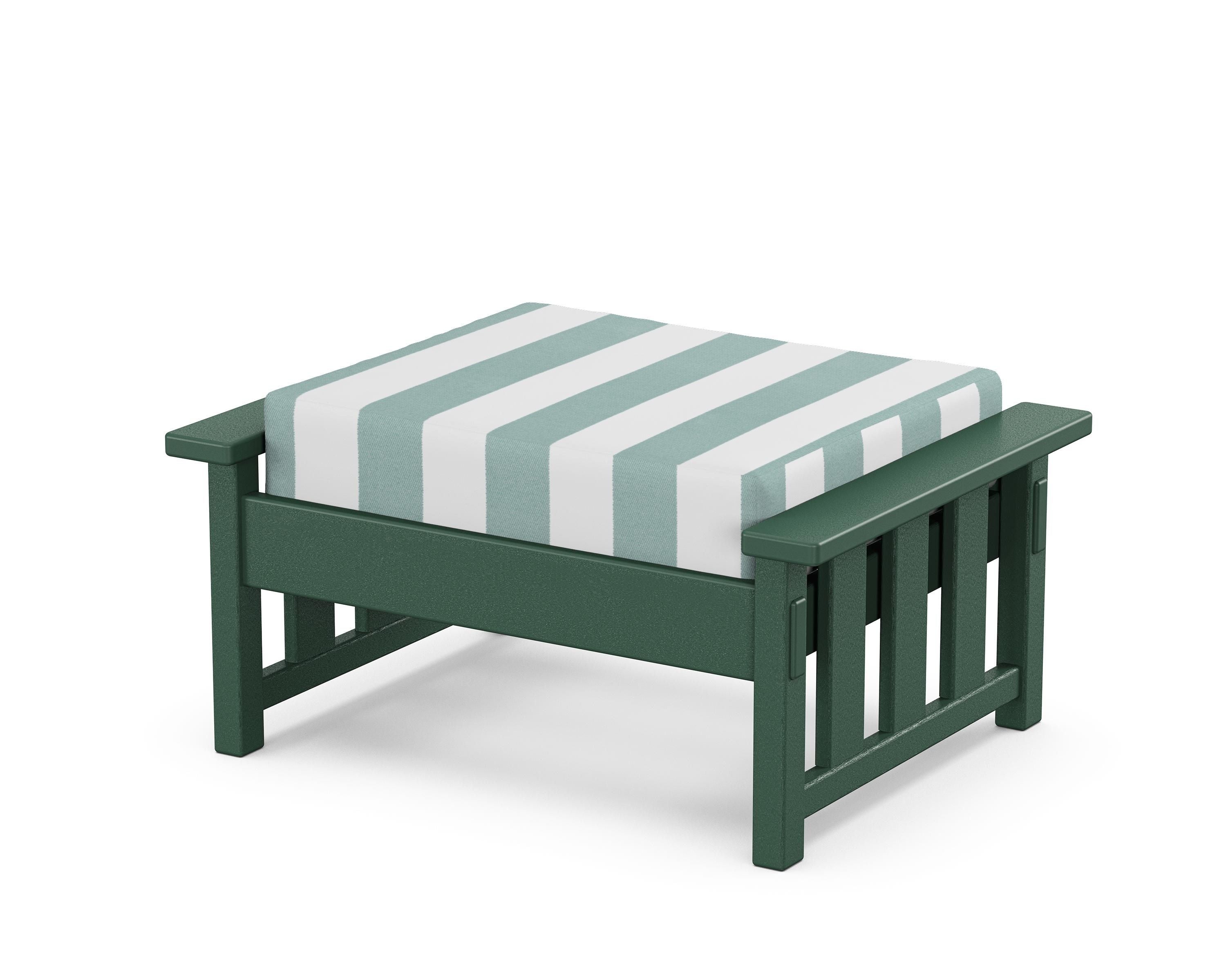 Martha Stewart by POLYWOOD® Acadia Deep Seating Ottoman in Green / Cabana Stripe Glacier Spa