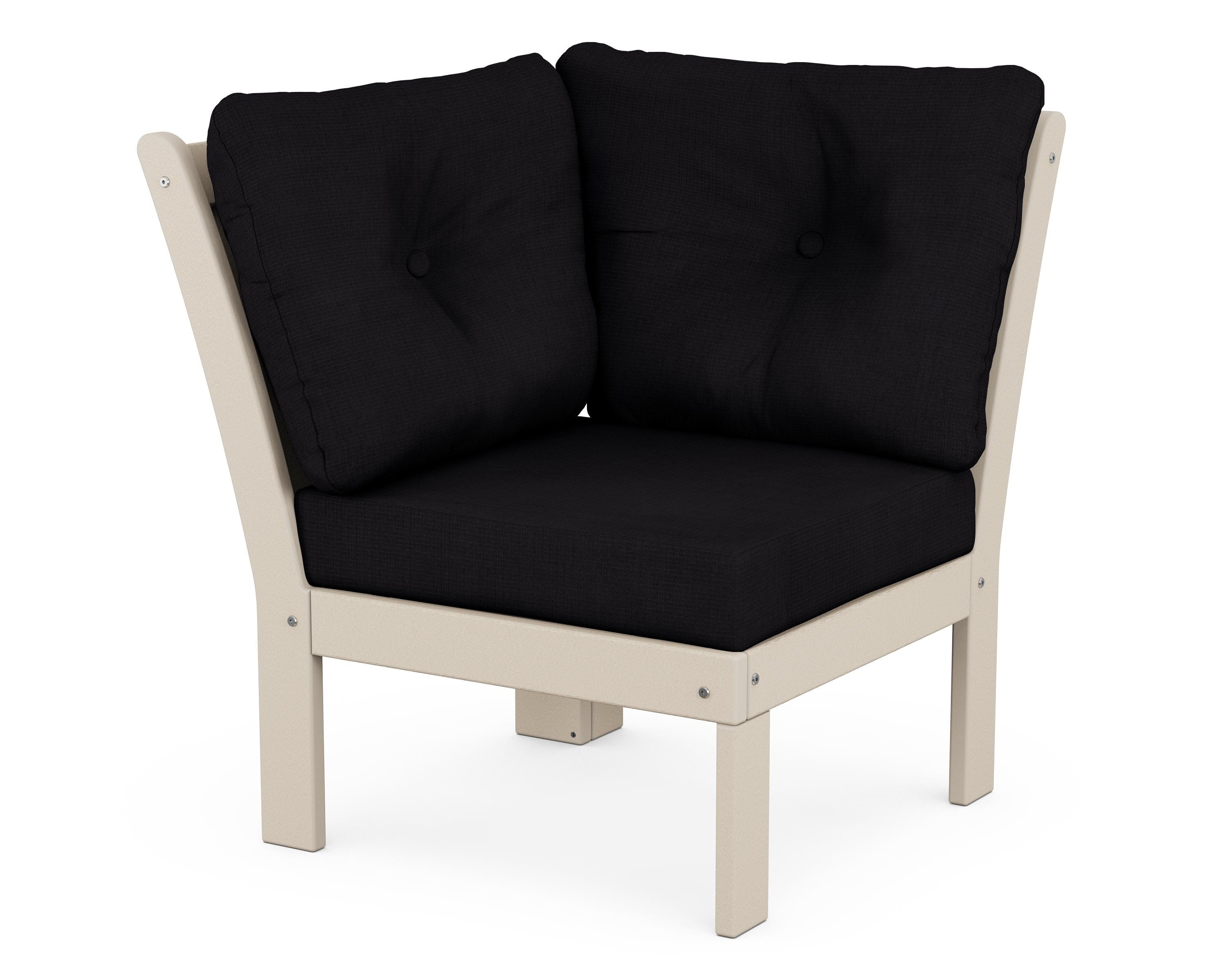 POLYWOOD® Vineyard Modular Corner Chair in Sand / Midnight Linen