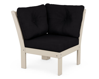 POLYWOOD® Vineyard Modular Corner Chair in Sand / Midnight Linen