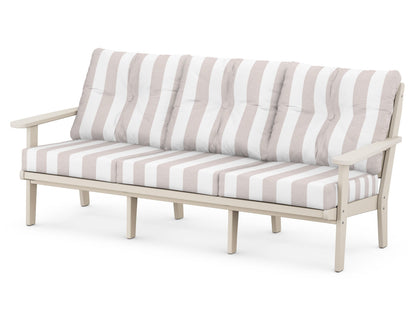 POLYWOOD® Lakeside Deep Seating Sofa in Sand / Cabana Stripe Dune Burlap