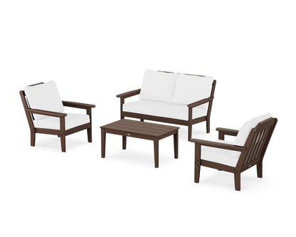 Country Living Cottage 4-Piece Deep Seating Set with Loveseat in Mahogany / Natural