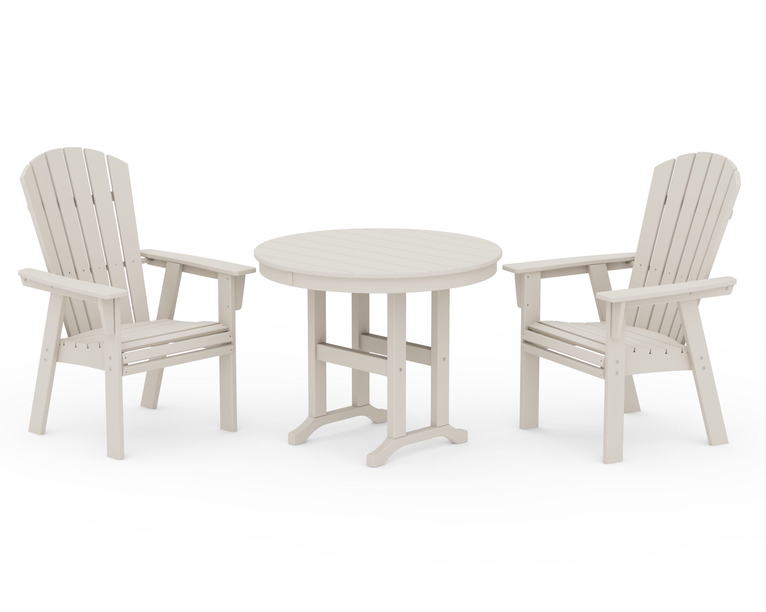 POLYWOOD® Nautical Adirondack 3-Piece Round Dining Set in Sand