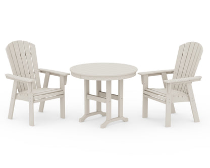 POLYWOOD® Nautical Adirondack 3-Piece Round Dining Set in Sand