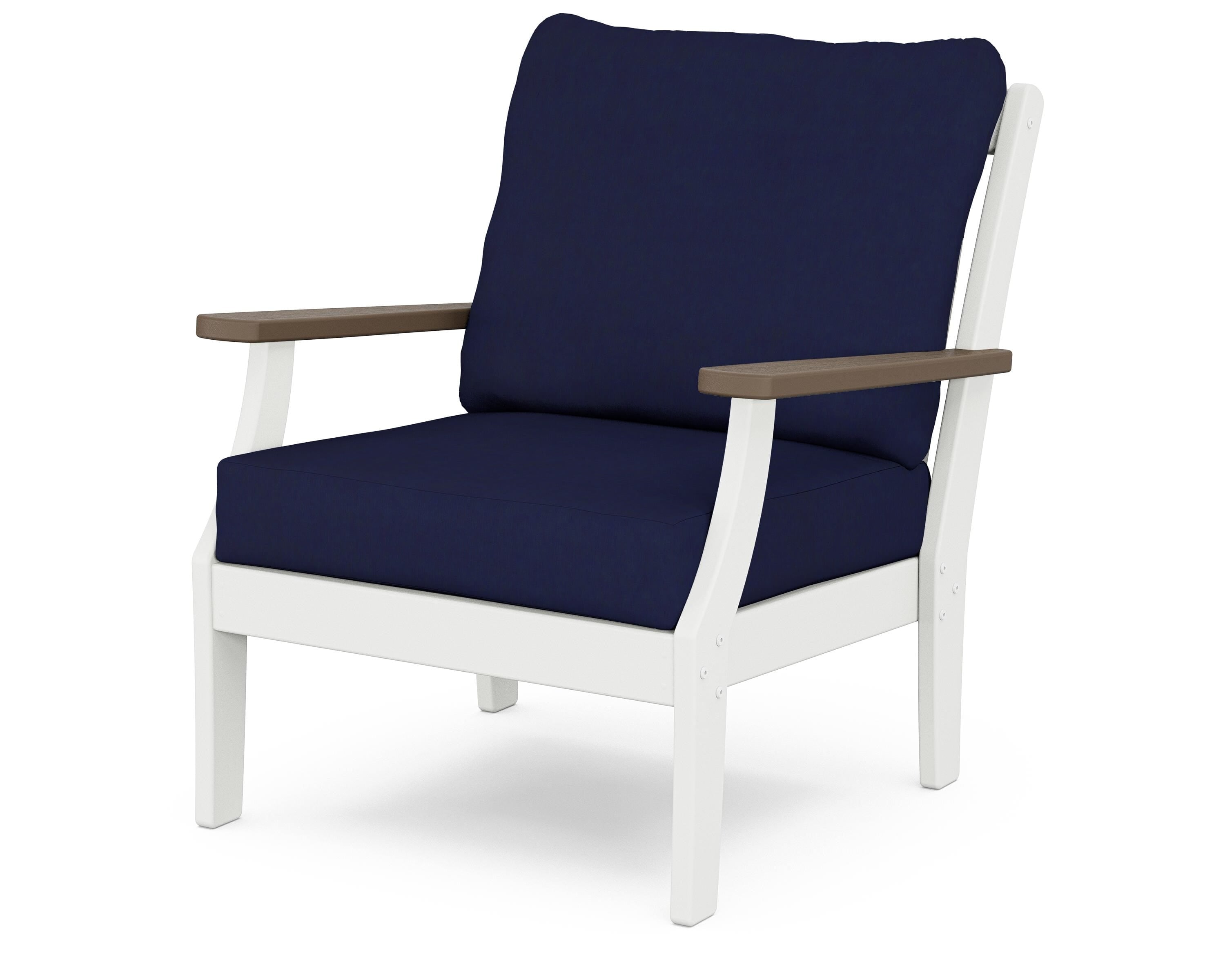 POLYWOOD® Braxton Deep Seating Chair in White / Kona / Navy