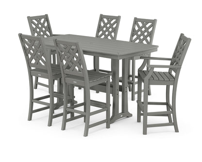 Country Living Wovendale 7-Piece Bar Set with Trestle Legs in Slate Grey