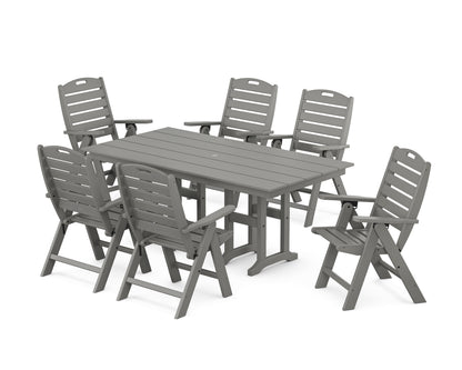 POLYWOOD® Nautical Highback 7-Piece Farmhouse Dining Set in Slate Grey