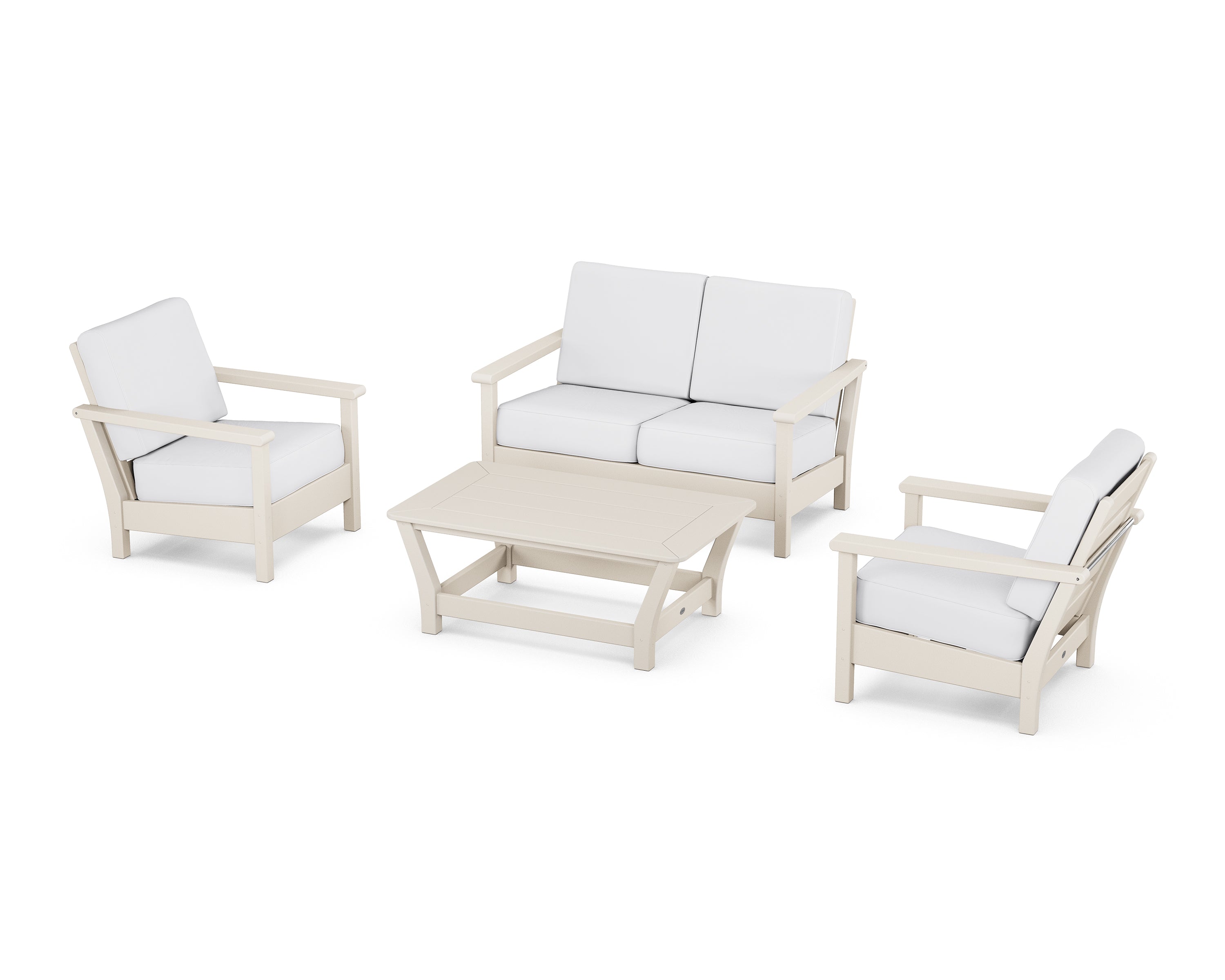 POLYWOOD® Harbour 4-Piece Deep Seating Set in Sand / Natural