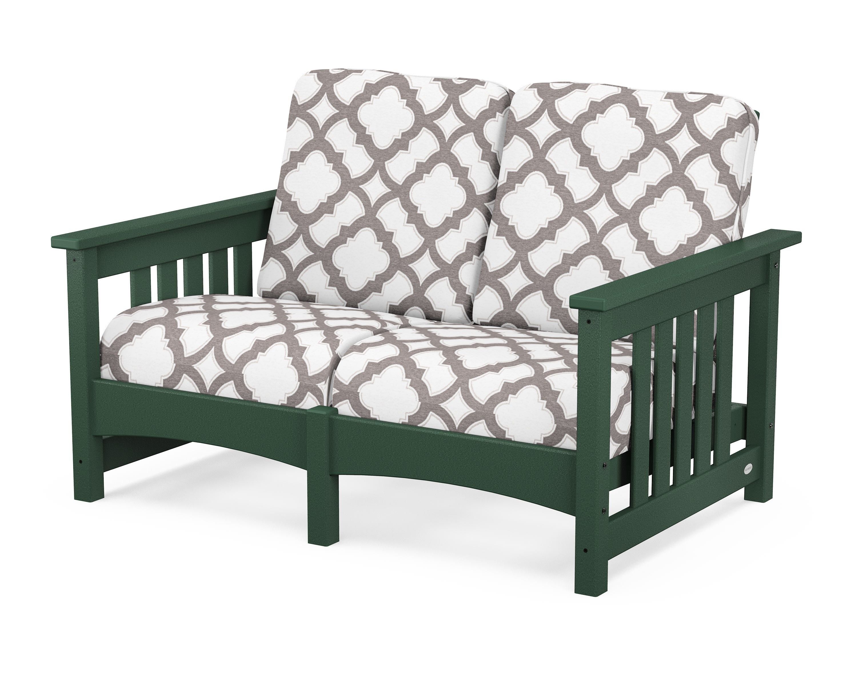 POLYWOOD® Club Mission Loveseat in Green / Trellis Grey Mist