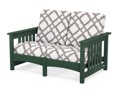 POLYWOOD® Club Mission Loveseat in Green / Trellis Grey Mist